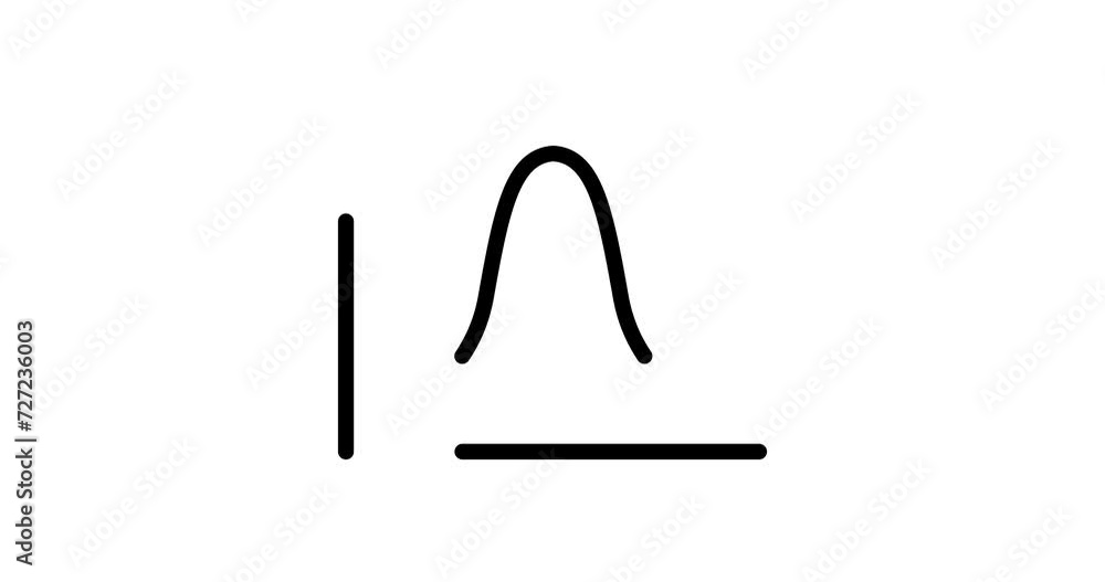 Poster wave chart animated outline icon on white background. wave chart 4k video animation for web, mobile 