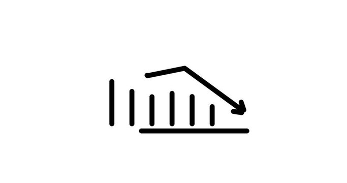 chart animated outline icon on white background. chart 4k video animation for web, mobile and ui design