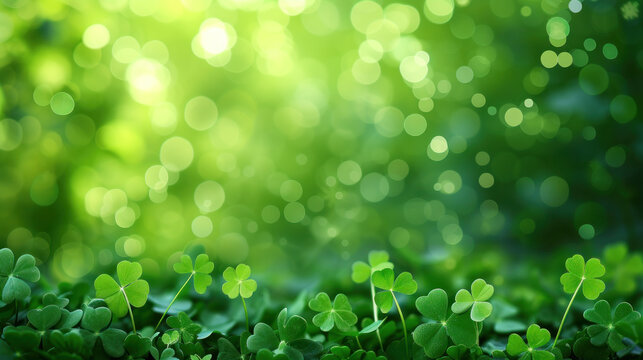 st. patrick's day abstract background,ST Patrick's day green background clover leaf bokeh lights defocused for ST Patrick's day celebration design background