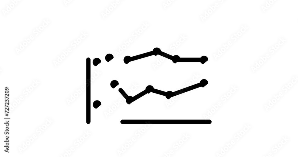 Poster financial chart animated outline icon on white background. financial chart 4k video animation for we