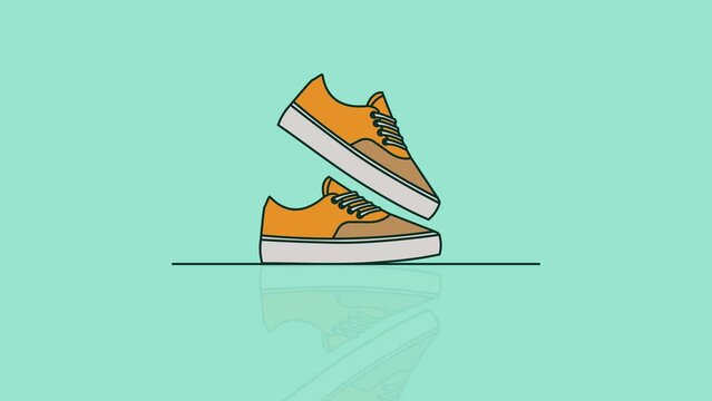 flat cartoon footage design 2d animation of walking shoes