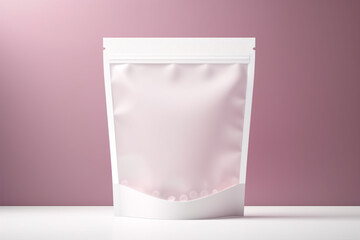 Stand and present your product clearly in this transparent-windowed, empty pouch bag mockup.