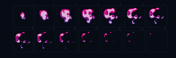 Firework burst explosion effect. Fire burst animation. Cartoon style sprites sheet of firework animation .– Vector © Ptouch