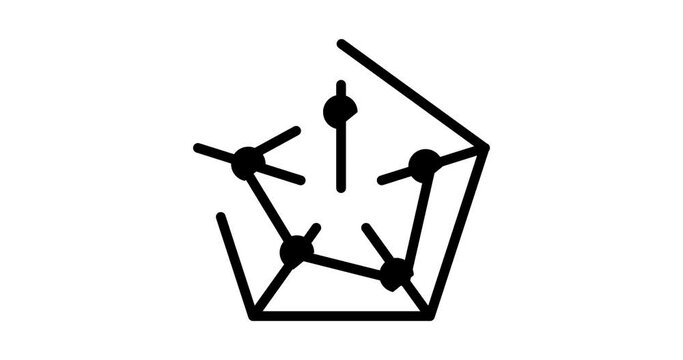 radar chart animated outline icon with alpha channel. radar chart 4k video animation for web, mobile and ui design