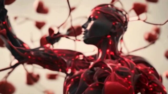 human anatomy, glowing lights through red veins animated background