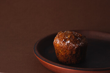 Carrot cake for vegetarians. Minimalistic composition