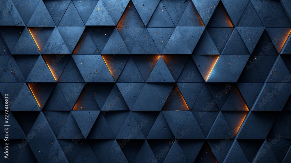 Aufkleber An abstract polgonal dark blue background with a triangle pattern grid. A science technology, social network, and web connection concept.