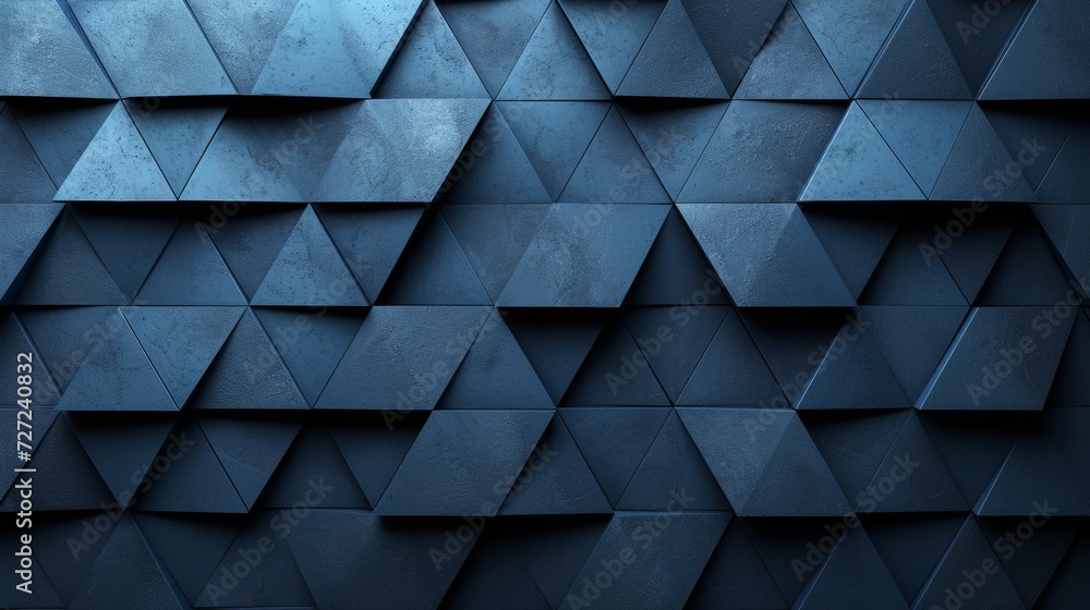 Aufkleber An abstract drawing of a polgonal dark blue background with a triangle shape grid. Concepts of social networks, science, and web technology.