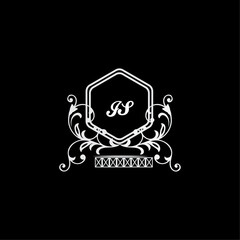 JS Letter, letter JS logo manual elegant minimalist signature logotype. JS luxury crown monogram with the hexagon. Elegant emblem and graceful calligraphy.