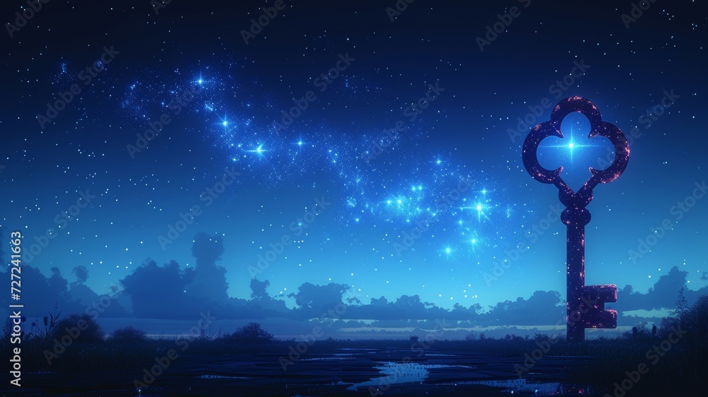 Poster in this wireframe mesh illustration or background, there are dots, stars and looks like a constellat