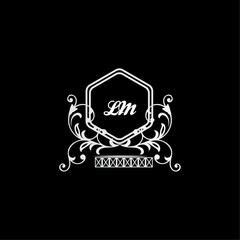 LM Letter, letter LM logo manual elegant minimalist signature logotype. LM luxury crown monogram with the hexagon. Elegant emblem and graceful calligraphy.