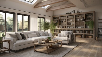 modern farmhouse living room, 16:9