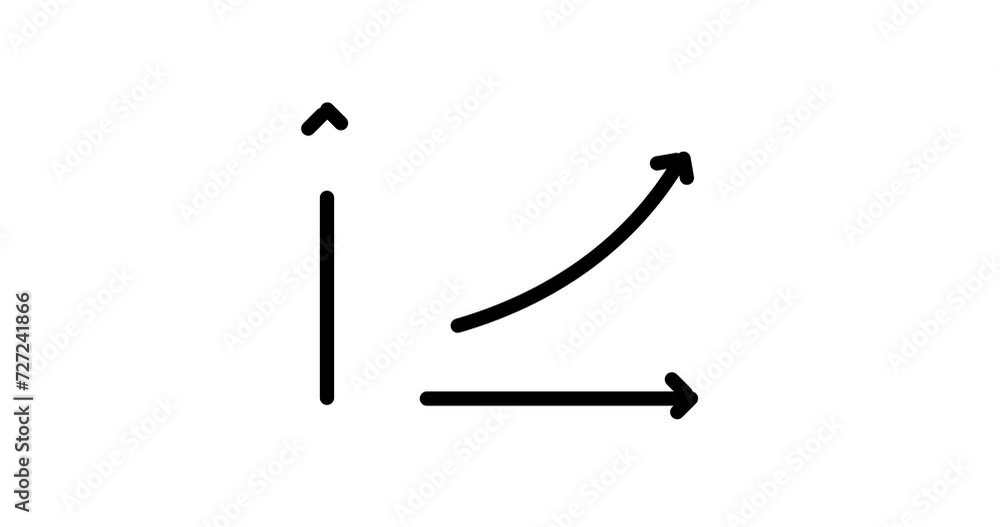 Poster growth chart animated outline icon with alpha channel. growth chart 4k video animation for web, mobi