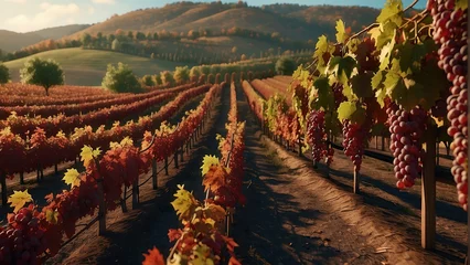 Foto op Plexiglas vineyard in autumn © chep