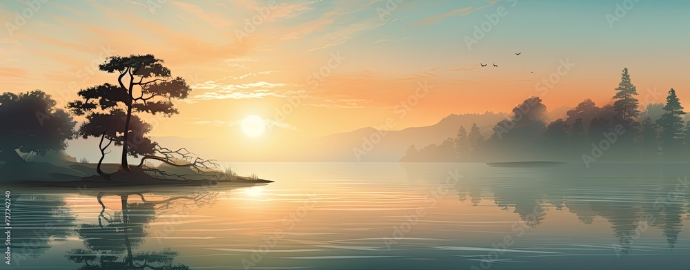 Poster a natural arrangement set against the backdrop of a stunning sunset, offering ample copy space for a