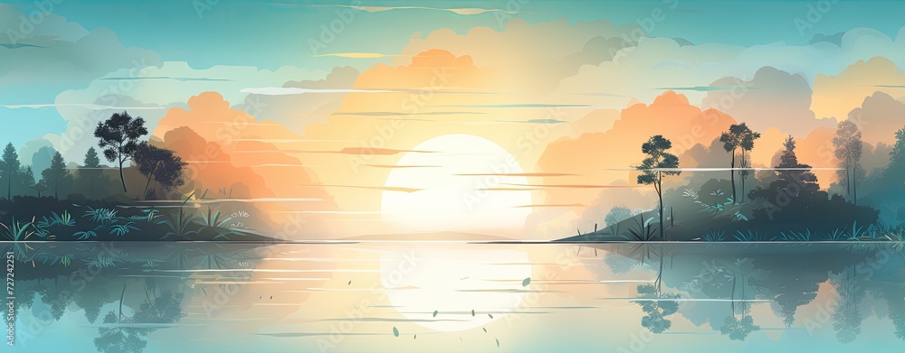 Poster a natural arrangement set against the backdrop of a stunning sunset, offering ample copy space for a
