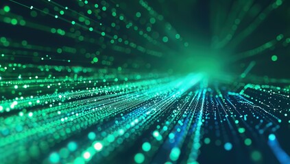 Obraz premium Light lines in digital space. The concept of networking and information technology.