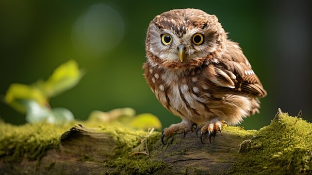 Beautiful owl resting on a tree branch captured in breathtaking wildlife photography image
