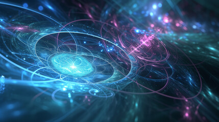 Obraz premium Quantum Symphony: The Dance of Subatomic Forces. Generative AI