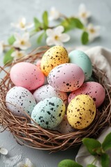 Naklejka na ściany i meble Pastel colored easter eggs