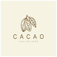 cocoa logo,cocoa bean,cocoa tree,cocoa branches and leaves,chocolate mix on white background,vintage,modern,simple,minimalist icon illustration template design vector