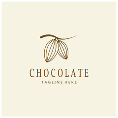 cocoa logo,cocoa bean,cocoa tree,cocoa branches and leaves,chocolate mix on white background,vintage,modern,simple,minimalist icon illustration template design vector