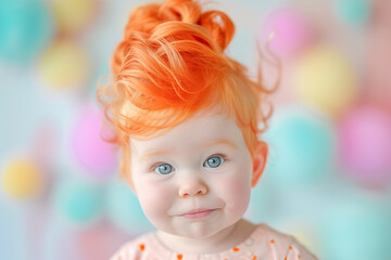 Fototapeta premium Baby with modern colorful hairstyle