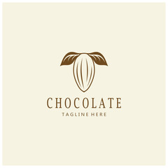 cocoa logo,cocoa bean,cocoa tree,cocoa branches and leaves,chocolate mix on white background,vintage,modern,simple,minimalist icon illustration template design vector