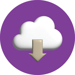 3d cloud download icon design template 01