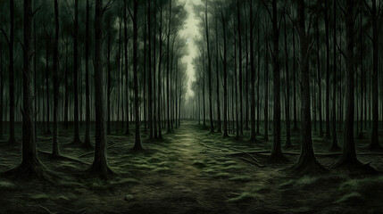 beautiful night fairytale scenery in a forest