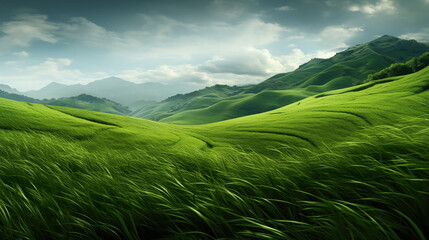 windy realistic inspired grass field, wallpaper