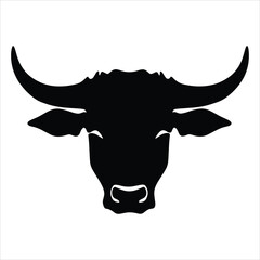 Simple bull logo black and white vector illustration