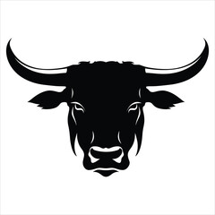 Simple bull logo black and white vector illustration