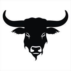 Simple bull logo black and white vector illustration