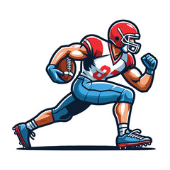 American football player men athlete vector illustration, colorful style American football rugby game male player design template isolated on white background