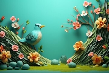 Obraz na płótnie Canvas 3D background spring composition. Generative AI