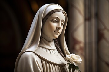 Saint Therese of Lisieux marble sculpture.