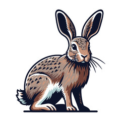 Obraz premium Realistic wild animal hare rabbit design vector, zoology illustration, wild forest bunny flat design template isolated on white background