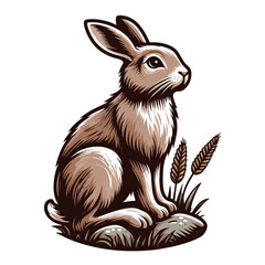 Realistic wild animal hare rabbit design vector, zoology illustration, wild forest bunny flat design template isolated on white background