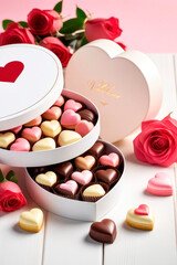 Obraz na płótnie Canvas Birthday greeting card or Valentine's day with chocolates.