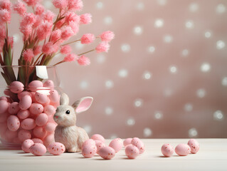 Naklejka na ściany i meble Easter wall with flowers