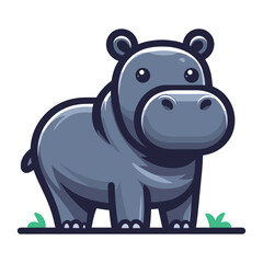 Fototapeta premium Cute wild animal hippopotamus cartoon design vector, zoology illustration, hippo flat design template isolated on white background