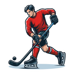 Fototapeta premium Ice hockey player sportsman vector illustration, winter sport activity, hockey male player design template isolated on white background
