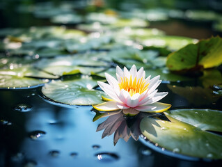 A serene water lily adrift on a placid pond, displaying V-52 style, captured in image 00175-01.