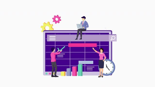 Entrepreneurship and calendar schedule planning. 2d video animation 4k clip