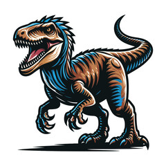 Obraz premium Wild beast animal raptor dinosaur vector design illustration, prehistoric dino flat design template isolated on white background