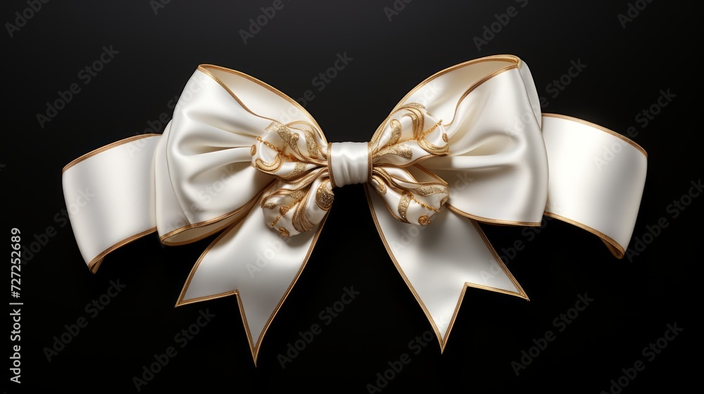 Poster small white ribbon with gold detailing generative ai