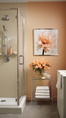 Soft Beige Shower Stall Generative AI