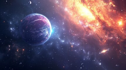 Obraz na płótnie Canvas Space-themed event background, cosmic visuals, stars, and galactic elements, ideal for science or astronomy-related content Generative AI