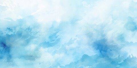 Blue Sky Bliss: a Bright, Light Abstract Illustration on Textured Watercolor Paper with Cloudy Pastel Wallpaper